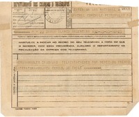 [Telegrama] 1945 nov. 16, Bahía Blanca, Argentina [a] Gabriela Mistral, Petrópolis