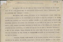 Recado sobre el trabajo de la mujer