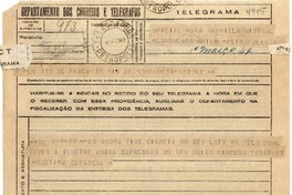 [Telegrama] 1943 sept. 8, Rio DF, [Brasil] [a] Gabriela Mistral, Petropolis, RJ, [Brasil]