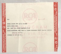 [Telegrama] 1949 mayo 16, Veracruz, México [a] Doris Dana, New York