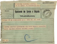 [Telegrama] 1943 ago. 17, Belo Horizonte [a] Gabriela Mistral, Petrópolis