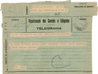 [Telegrama] 1943 ago. 17, Río de Janeiro [a] Gabriela Mistral, Petrópolis
