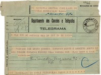 [Telegrama] 1943 ago. 20, Río de Janeiro [a] Gabriela Mistral, Petrópolis
