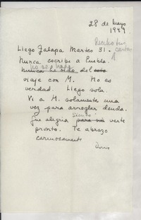 [Carta] 1949 mayo 28 [a] Gabriela Mistral