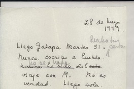 [Carta] 1949 mayo 28 [a] Gabriela Mistral