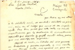 [Carta] 1951 jun. 22, Concepción, Chile [a] Gabriela Mistral, Rapallo, Italia