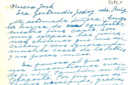 [Carta] [1946?], New York, [EE.UU.] [a] Gertrudis Godoy vda. de Ruíz