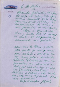 [Carta] 1952 jul. 6, Génova, Italia [a] Gabriela Mistral