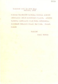 [Telegrama] 1955 oct. [a] José Maza