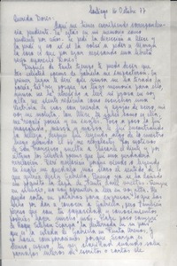 [Carta] 1977 oct. 16, Santiago, Chile [a] Doris Dana, New York