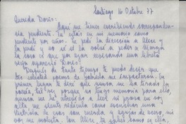 [Carta] 1977 oct. 16, Santiago, Chile [a] Doris Dana, New York