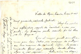 [Carta] 1945 ene. 9, Valle del Elqui, Vicuña, [Chile] [a] Gabriela [Mistral]