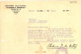 [Carta] 1945 ene. 27, Elqui, Vicuña, [Chile] [a] Gabriela Mistral, Petrópolis, Brasil