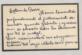 [Tarjeta] 1957 ene. 11, Antofagasta, Chile [a] Doris Dana, New York