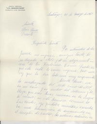 [Carta] 1960 mar. 20, Santiago, Chile [a] Doris Dana, Santiago