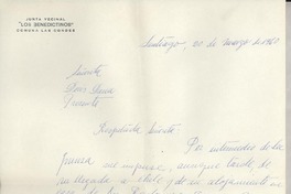 [Carta] 1960 mar. 20, Santiago, Chile [a] Doris Dana, Santiago