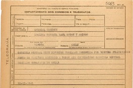 [Telegrama] 1945 nov. 23, [Petrópolis, Brasil] [a] Isolina Barraza, Raúl Estay y amigos