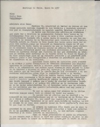 [Carta] 1957 ene., Santiago de Chile [a] Doris Dana, Nueva York, Estados Unidos