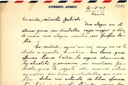 [Carta] 1947 ago. 7, Vicuña [a] Gabriela Mistral