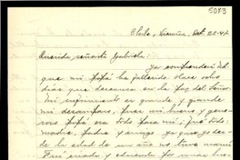 [Carta] 1947 oct. 22, Vicuña, Chile [a] Gabriela Mistral