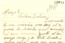 [Carta] [1947?] mar. 6, [Chile] [a] Isolina [Barraza de Estay]