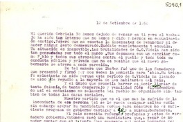 [Carta] 1952 sept. 12, [Chile] [a] Gabriela [Mistral]