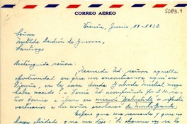 [Carta] 1952 jun. 19, Vicuña [a] Matilde Ladrón de Guevara, Santiago