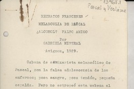 Retratos franceses : melancolía de Pascal, ¿alcohol? falso amigo
