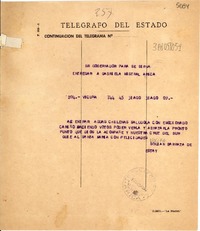[Telegrama] 1954 ago. 3, Vicuña [a] Gabriela Mistral, Arica