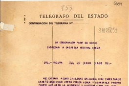 [Telegrama] 1954 ago. 3, Vicuña [a] Gabriela Mistral, Arica