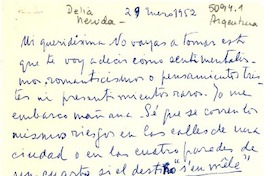 [Carta] 1952 ene. 29, [Argentina] [a] Gabriela [Mistral]