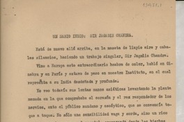 Un sabio indio : Sir Jagadis Chandra