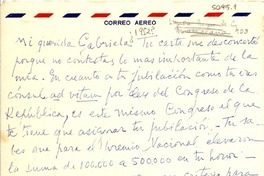 [Carta] [1951?], [Chile?] [a] Gabriela [Mistral]