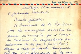 [Carta] 1956 nov. 15, Santiago [a] Gabriela Mistral