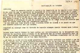 [Carta] [1942] oct. 21, Santiago, [Chile] [a] Gabriela Mistral