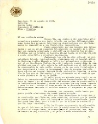 [Carta] 1939 ago. 25, Santiago, Chile [a] Gabriela Mistral, Niza, Francia