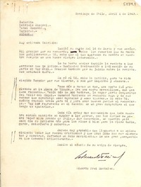 [Carta] 1949 abr. 2, Santiago, Chile [a] Gabriela Mistral, Veracruz, México