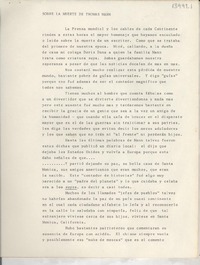 Sobre la muerte de Thomas Mann