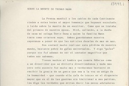 Sobre la muerte de Thomas Mann