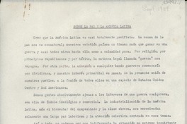 Sobre la paz y la América Latina