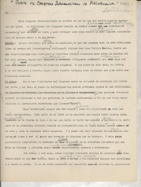 Sobre un congreso Interamericano de Bibliotecarios