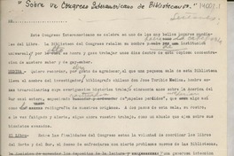 Sobre un congreso Interamericano de Bibliotecarios