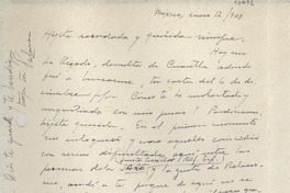 [Carta] 1943 ene. 12, México [a] Gabriela Mistral