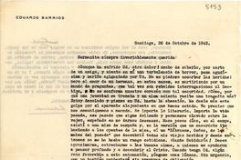 [Carta] 1943 oct. 26, Santiago [a] Gabriela Mistral