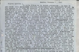 [Carta] 1943 feb. 9, México [a] Gabriela Mistral