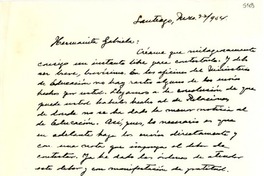 [Carta] 1954 mar. 22, Santiago [a] Gabriela Mistral