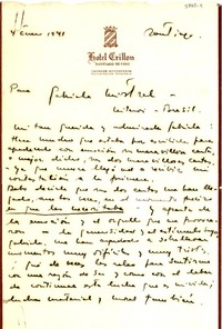 [Carta] 1941 ene. 4, Santiago, [Chile] [a] Gabriela Mistral, Los Angeles, [EE.UU.]