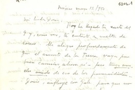 [Carta] 1950 mayo 12, México [a] Doris [Dana]