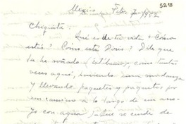 [Carta] 1952 feb. 7, México [a] [Gabriela Mistral?]