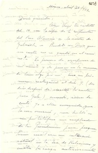 [Carta] 1952 abr. 23, México [a] Doris Dana